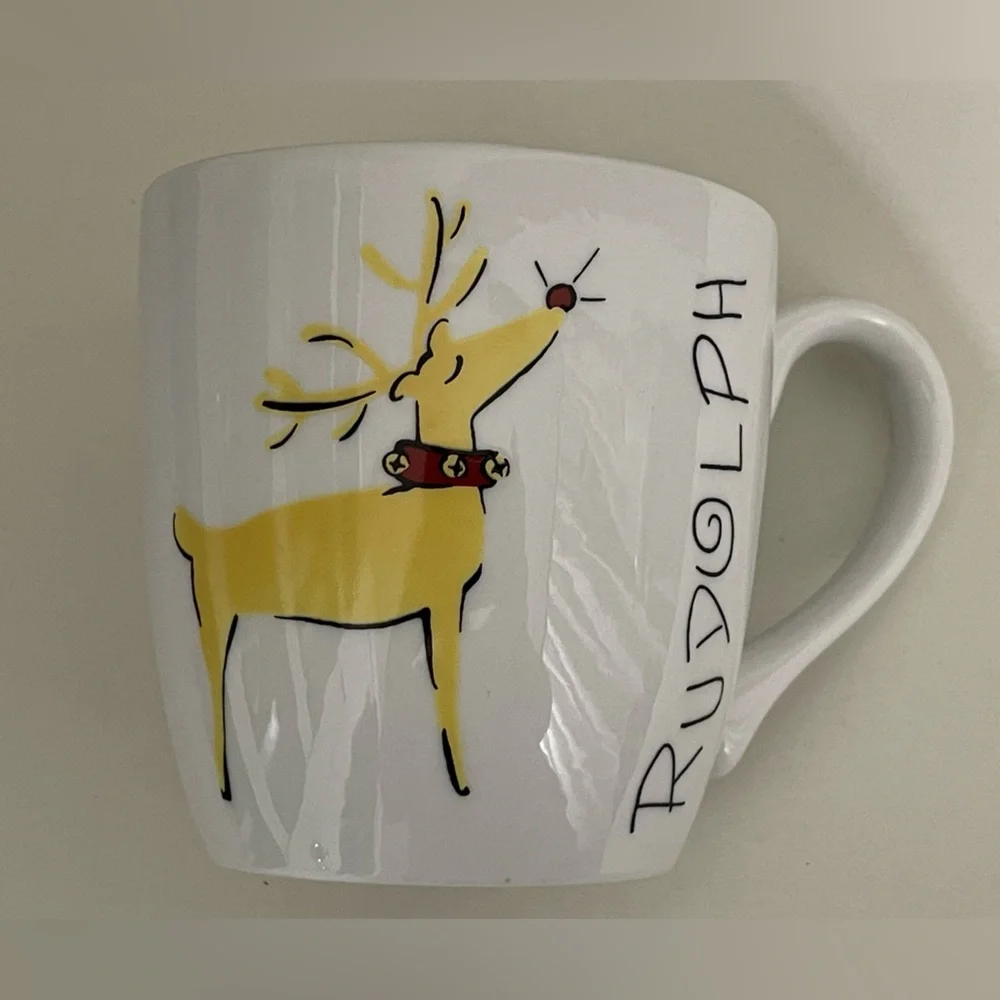 Retired‎ Pottery Barn Rudolph White and Yellow Mug